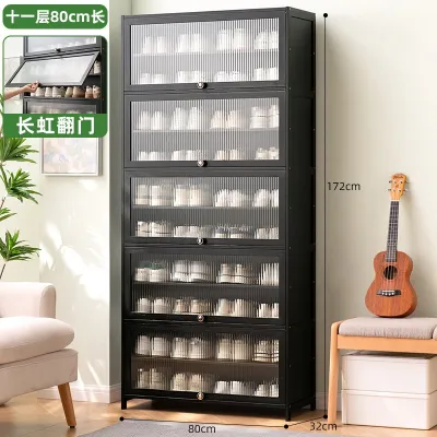NaturHome Shoe Cabinet Black 5/7/9 Layers Bamboo Acrylic Door Shoe Organizer Shoe Cabinet With Cover