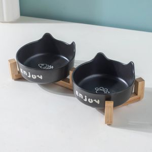 A8285 1/2Pcs Set Split design Cat Bowl Ceramic Anti-Slip Small Dog Bowl High Quality with Base Water Feeders Cat Small Dogs Supplies