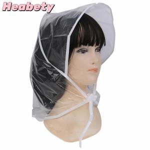 Heabety 1Pcs Protect Hairstyle Rain Hat Plastic Bonnet for Women and Lady Clear