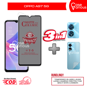 Tempered Glass Oppo A97 5G Anti Gores Spy Matte Privacy Free Camera Lesn dan Skin Carbon