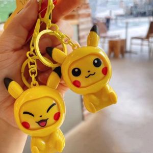 KGASBT Bag Charm Face Change Keychain Children Toys Key Holder Change Face Doll Creative Cartoon Pikachu Pendant Small Gifts