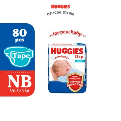 Huggies Dry Diapers for Newborn Baby NB80 / S80 (1 Pack) Soft and Absorbent diaper