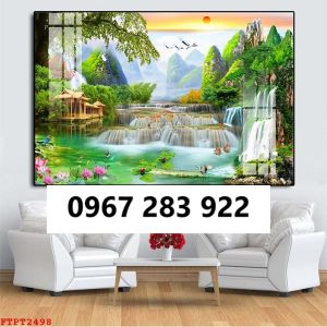 Tranh gạch 3d thác nước ốp tường
