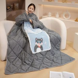 OUREAL Mùa đông Áo hoodie có thể mặc như chăn Ấm áp 2 trong 1 Áo chăn Thời trang Đa chức năng Khăn choàng lông cừu ấm áp Đồ mặc nhà