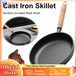 【Flagship】 Iron Mini Frying Pan with Wood Handle Nonstick Portable Camping Outdoor Skillet 22/24/26/28cm Mini Egg Frying Pan