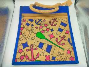 Eco-Friendly Jute Lunch Bag | Multipurpose Tote for Men & Women | Printed Travel/Picnic Bag | Pack of 1 pc