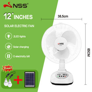 Nss multifunction electric fan with solar panel 16" solar stand fan dual power solar fan promo sale with bright night light and powerbank for phone charging stand fan electric fan sale with panel NS-F97