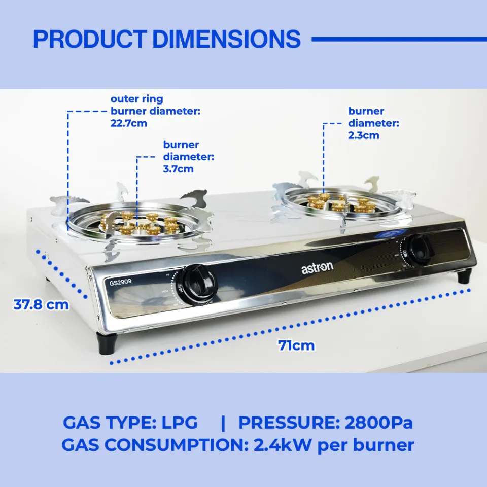 Astron Ring Gas Burner Astron GS-8080 Heavy Duty Cast Iron Double