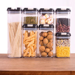 7pcs Airtight Food Container Sets BPA Free Plastic Storage Box with Clip Lid See Clear Storage Jar for Kitchen Dry Food Storage
