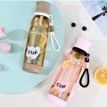 Botol Minum Plastik Transparan "KEEP HAAPY CUP" I Botol Minum Putar Tali Tenteng Kain I 750ML I BPA FREE I HX-3346. 