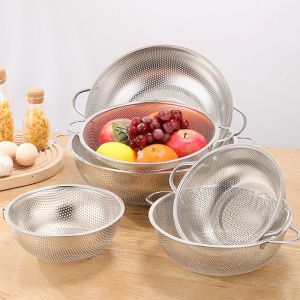 Multiple sizes Stainless Steel Kitchen Hole Dense Mesh Sifter Colander Strainer Double Ear Sieve