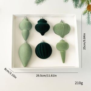 MODERNLUX 6Pcs/Set Hình dạng đặc biệt Đồ trang trí cây thông Noel Nhung Có thể tái sử dụng Đồ trang trí  treo Chất lượng cao Chống vỡ Trang trí Giáng sinh Đồ trang trí ngày lễ