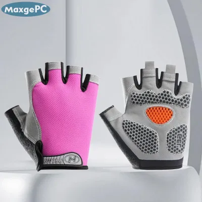 MaxgePC 1 cặp thể thao nửa ngón tay xe đạp Găng tay ngoài trời đi xe đạp thể dục thoáng khí chống sốc hấp thụ chống trượt chạy phòng tập thể dục nửa cắt găng tay