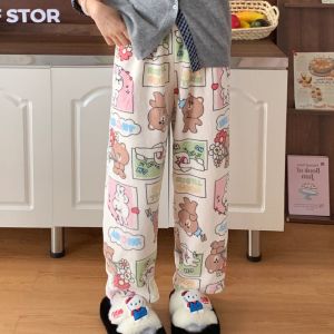 GOOTRADES Snoopy Kitty Cat Pajama Pants Crayon Shin-chan Bear Coral Fleece Pants Home Clothing Homewear Flannel Fleece Sleepwear Women