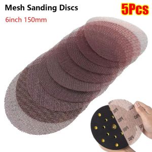 👉【Miễn phí ship cho 1 sản phẩm】ALLLUCK 5Pcs 80-1000 Grits Đĩa chà nhám dạng lưới  sau có móc và vòng dán 6 inch 150mm Giấy nhám dạng lưới  Không bụi Đĩa chà nhám mài mòn để chà nhám gỗ  loại vách thạch cao