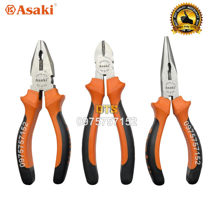 Tổng hợp kìm đa năng kiểu Đức 6 inch Asaki, Kềm cắt kềm răng kềm mũi ...