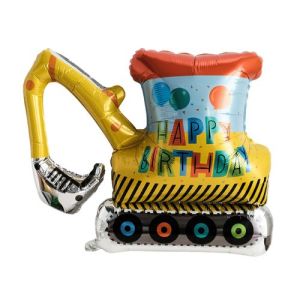 DINOSO Balon Foil Kendaraan Konstruksi Excavator 39 inch Foil Penggali Konstruksi Dekorasi Pesta Ulang Tahun Anak