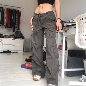 Overalls womens straight tube 2023 new high waist loose drawstring wide leg plus trousers design niche