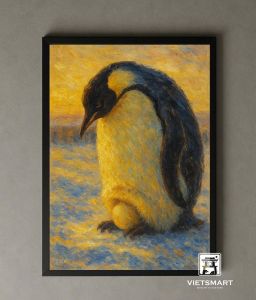 Tranh Nghệ thuật "Chim Cánh Cụt Và Quả Trứng" VIETSMART ART - Acrylic 45 x 60cm