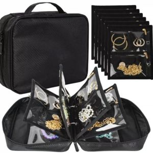 YAOO Zipper Jewelry Display Bag Multi-Layer Transparent PVC Necklace Ring Packing Bag Fashion Storage Case Earrings Organizer Women