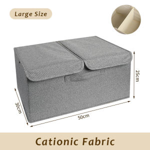 JustLiving 1PC Storage Boxes with 2 Lids and Handles Collapsible Cationic Fabric/ Oxford Cloth Storage Bins Organizer Containers Baskets Cube with Divider for Home/Bedroom/Closet/Office