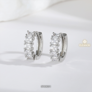 Bông tai nữ chuôi bạc 925 Eleanor Accessories đính đá phụ kiện trang sức khuyên tai tròn 8211