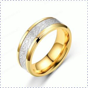 Shimmering Silk Texture Titanium Steel Ring for Men Fashionable and Sleek Finger Accessory