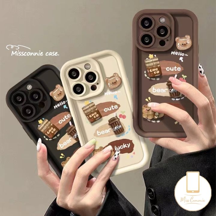 MissConnie 3D Doll Cartoon Cute Little Bear Coffee Case Compatible For  IPhone 11 7Plus 15 11 14 13 12 Pro Max XR 15 6S Plus SE 2020  Shockproof