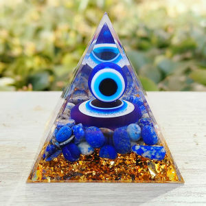 Lapis Lazuli Energy Pyramid Evil Eye Protection Natural Crystal Decor