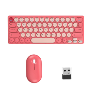 64Keys Wireless Keyboards And Ergonomic Mouse Combo With Plugs Play PC Laptop Thin Retro Style