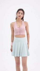 กางเกงสคอร์ทเอวสูงสำหรับผู้หญิงกระโปรงเทนนิสวิ่งขาสั้นในตัวดีไซน์ป้องกันการลื่น & สไตล์สองชิ้นปลอม