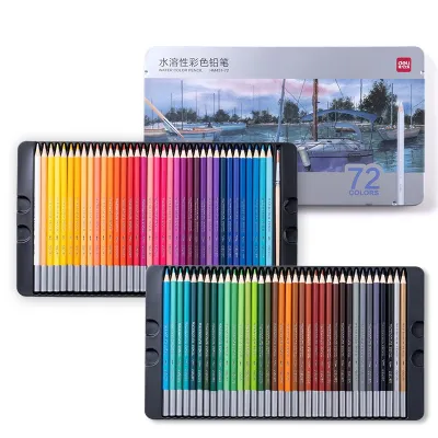 Deli 24/36/48/72 Colors Water-soluble Colored Pencil Set Iron Box Set