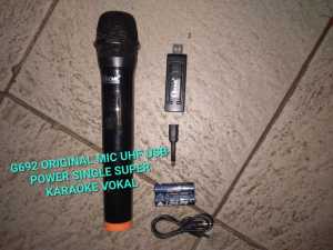 G692 ORI Mic Wireless Microphone USB POWER Singel mik Satu Mikropon UHF Mikropon Single Wireles Homi