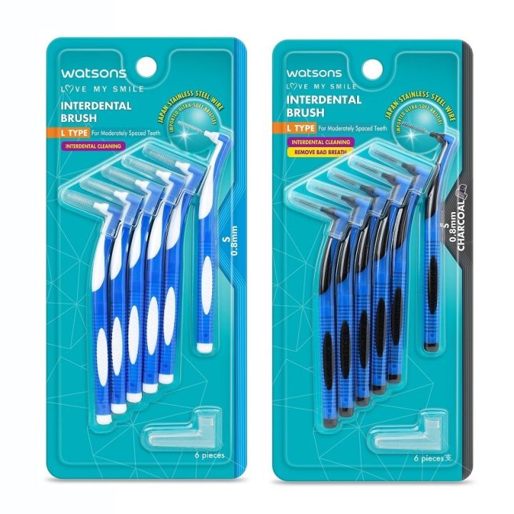 WATSONS L Type Interdental Brushes 6s / 0.8mm 1.0mm /L type Charcoal 6s