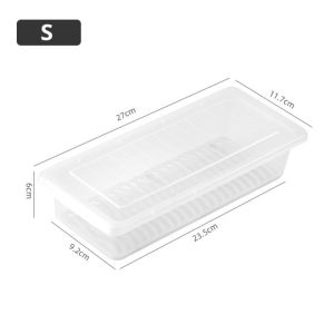 Refrigerator Frozen Fish and Meat Draining Fresh-keeping Box Kitchen Classification and Storage Box Plastic Rectangular Covered Refrigerated Box