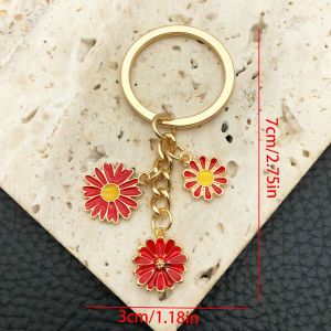 New ins Fresh and sweet oil-dripped daisy flower keychain creative handbag keychain accessory
