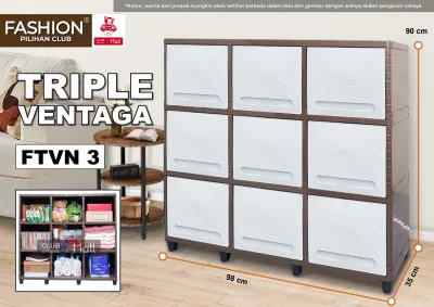CLUB Fashion TRIPLE - Rak TV Plastik Kabinet TV Rak Susun Serbaguna Kabinet Penyimpanan Minimalis