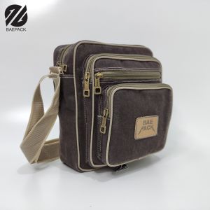 Baepack Tas Selempang Kanvas Cowok Volker Hitam / Tas Bahu Pria dan Wanita / Tas kanvas Terbaik Produsen Bandung