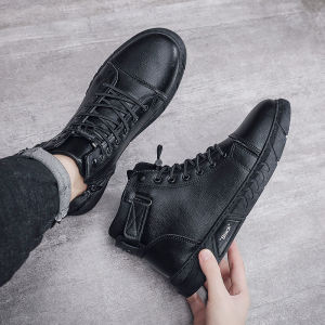 TOPEOPLE Safety Boot Shoes for Men Korean Original Fashion New Style 2022 Black Rain Zip Caterpillar Sneaker On Sale Waterproof Sport Army Tactical Shoe kasut getah lelaki kalis air kasut getah lelaki kalis air 22101806