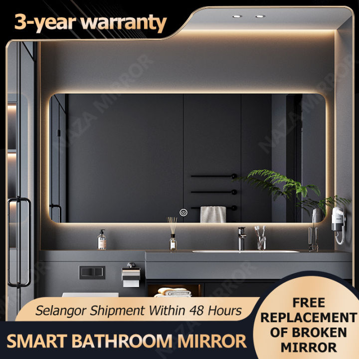 Smart bathroom mirror with LED light rectangular three color Infinite