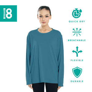 Prime8 x 888.co Aerofit Roundneck Longsleeve Microfiber Dryfit Tshirt Jersey Sport Baju T Shirt Men Women AQUA BLUE