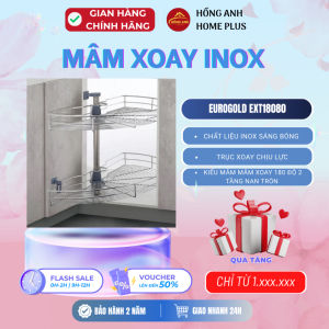 Mâm xoay inox nan tròn Eurogold EXT18080 cho tủ góc bếp dưới xoay 180 độ giúp lấy xoong nồi góc tủ