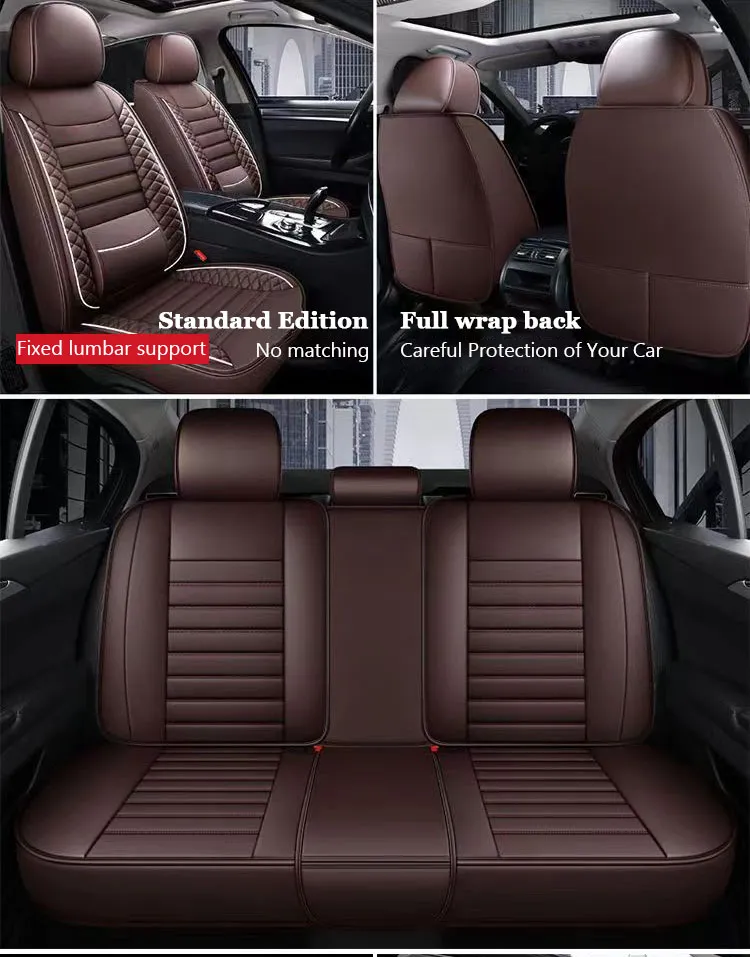 With lumbar support 5 seat car seat cover high quality genuine leather fully surrounded seat cover universal seat cushion Lazada PH