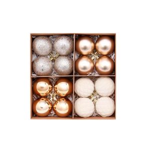 BAGUO Vải nhung lông Bộ đồ trang trí Giáng sinh 16 miếng Mạ điện sáng bóng Đồ trang trí treo ngày lễ Đồ trang trí Tết Màu sắc hỗn hợp Đồ trang trí cây thông Noel Nhà ở gia đình