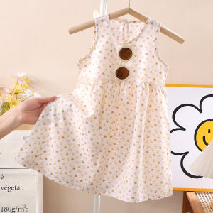 🐻🐇👗2025 ใหม่! เด็กผู้หญิงชุดเดรสยาวสไตล์เจ้าหญิง ลายดอกไม้+การ์ตูนน่ารัก แขนกุดเบาๆ สวมสบาย ชุดเด็กอินเทรนด์ซัมเมอร์✨