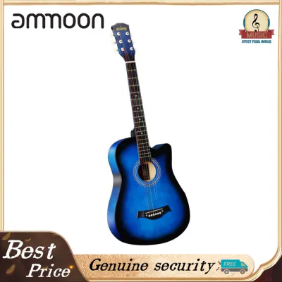 (Local Clearance) 38 Full Size Adult 6 Strings Cutaway Folk Acoustic Guitar for Students Beginners (Wood)