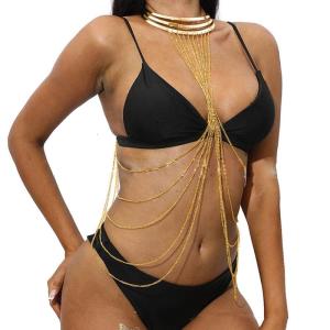 Exquisite Body Chain Layered Neck Chain Necklace Elegant Tassels Collar for Wedding Photo Stage Show