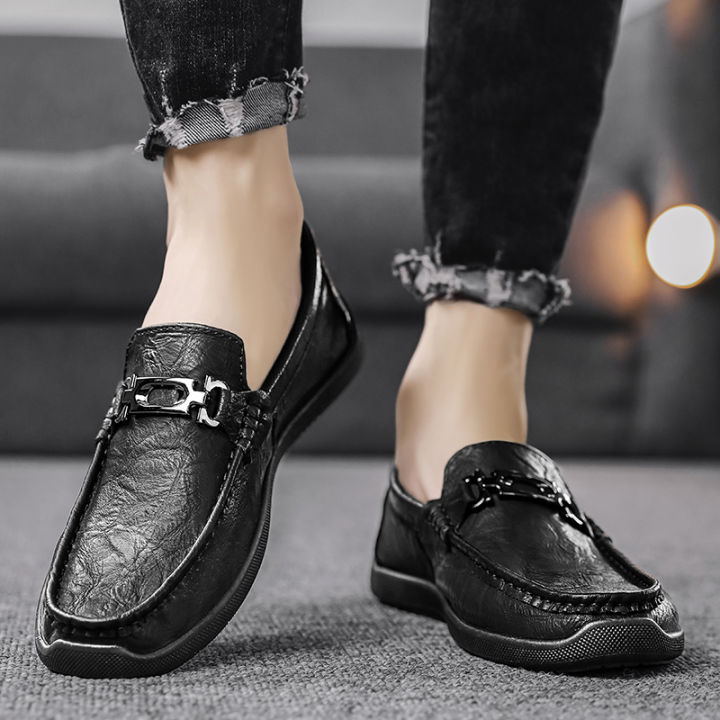 Soft Black Men's Leather Shoes 2023 New Outdoor Casual Shoes Soft Sole  Men's Shoes Comfortable and Lightweight Flat Shoes Low Hemp Footwear  Gentlemen's Shoes Suitable for All Seasons Slip-Ons \u0026 Loafers |