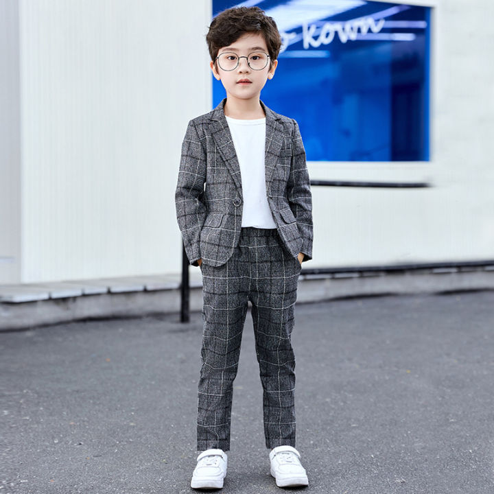 Boys Suit Blazer Pants Set Wedding Party Clothes Kids Gentleman