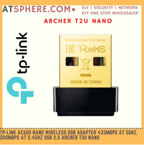 TP-LINK Tplink Archer T2U Nano AC600 633Mbps Wireless Wifi USB Adapter Dual Band 2.4GHz 5GHz USB 2.0 Archer T2U Nano